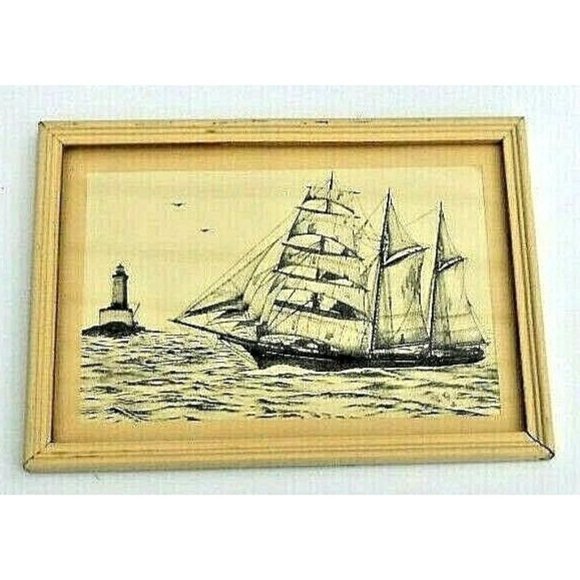 Noel Day Other - Noel Day Art Print "Heading for Oregon" Barkentine "North Bend" Lumber Ship 1983